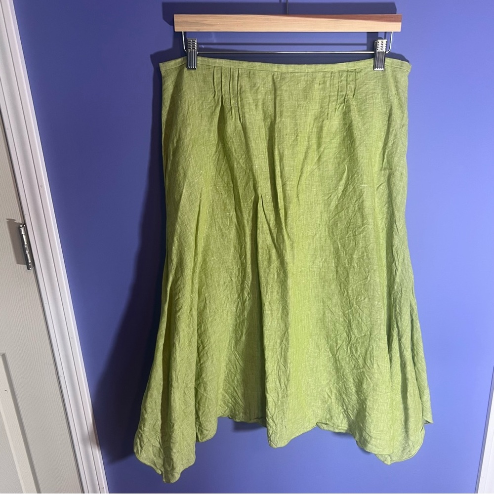 J. Jill Linen Midi Green Skirt